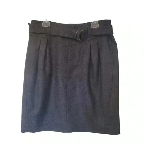 Banana Republic Women's Charcoal Grey Wool/Spandex Belted Skirt, Lined - Picture 1 of 10